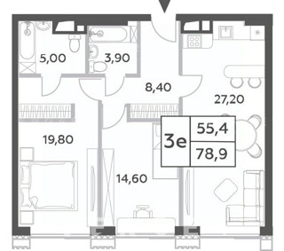 3-комнатная квартира