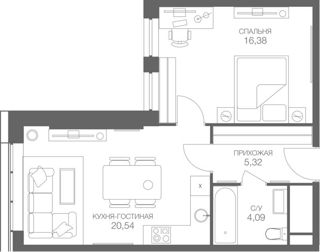 2-комнатная квартира