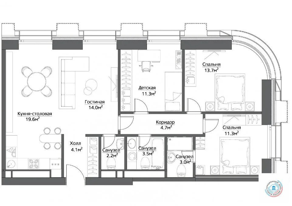 Продается 3-комнатная квартира, площадью 89.60 кв.м. Москва, проезд Дмитровский, дом 1