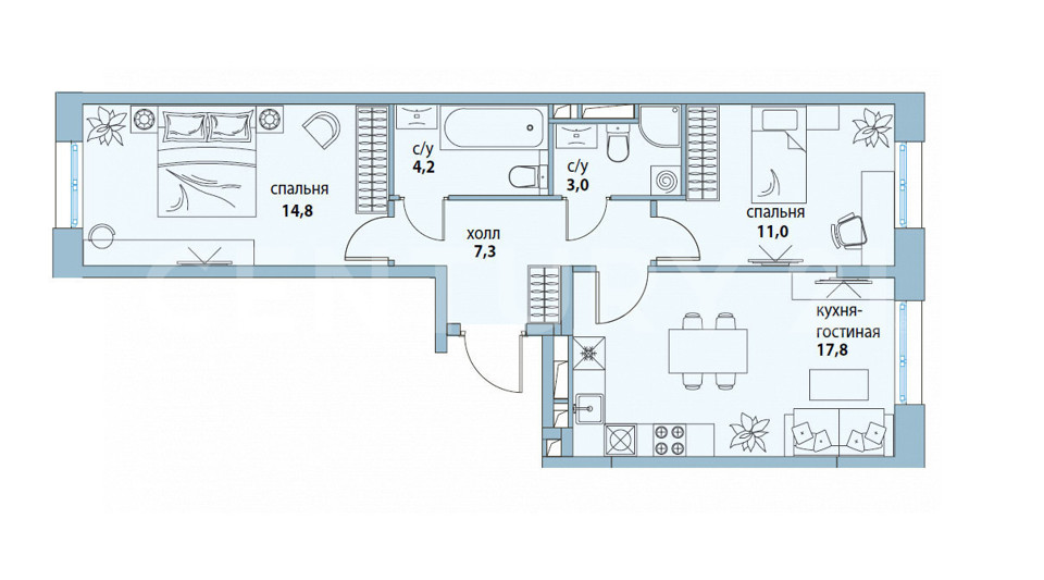 Продается 2-комнатная квартира, площадью 58.00 кв.м. Москва, проезд Шелихова