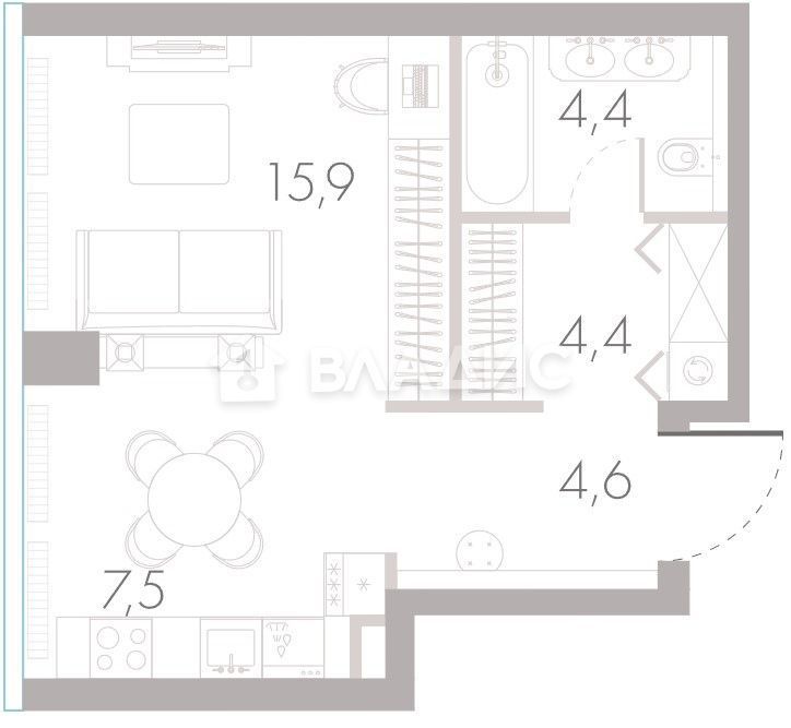 Продается 1-комнатная квартира, площадью 36.80 кв.м. Москва, Кутузовский проспект