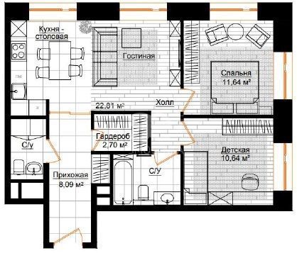 Продается 3-комнатная квартира, площадью 64.50 кв.м. Москва, улица Долгоруковская, дом 25