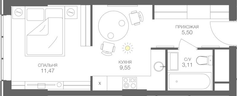 Продается 1-комнатная квартира, площадью 29.60 кв.м. Москва, проезд Шмитовский