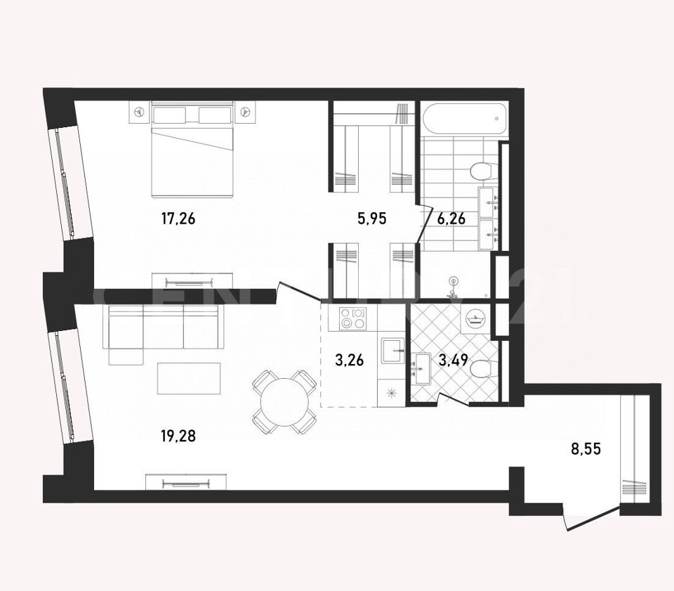 Продается 2-комнатная квартира, площадью 64.10 кв.м. Москва, улица Пресненский Вал