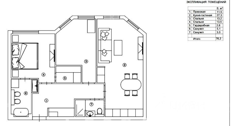 Продается 2-комнатная квартира, площадью 75.00 кв.м. Москва, улица Нежинская, дом 5 к.2