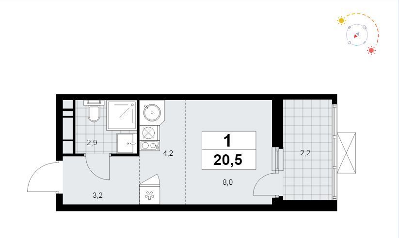 Продается 1-комнатная квартира, площадью 29.50 кв.м. Москва, улица Бартеневская