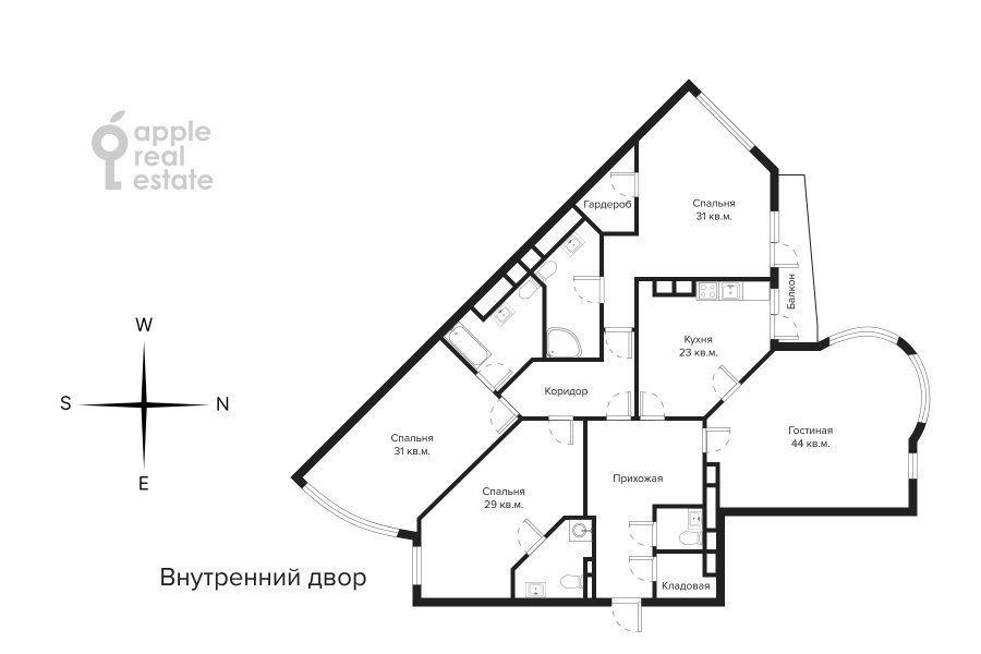 Продается 4-комнатная квартира, площадью 226.00 кв.м. Москва, переулок Большой Тишинский, дом 10стр1