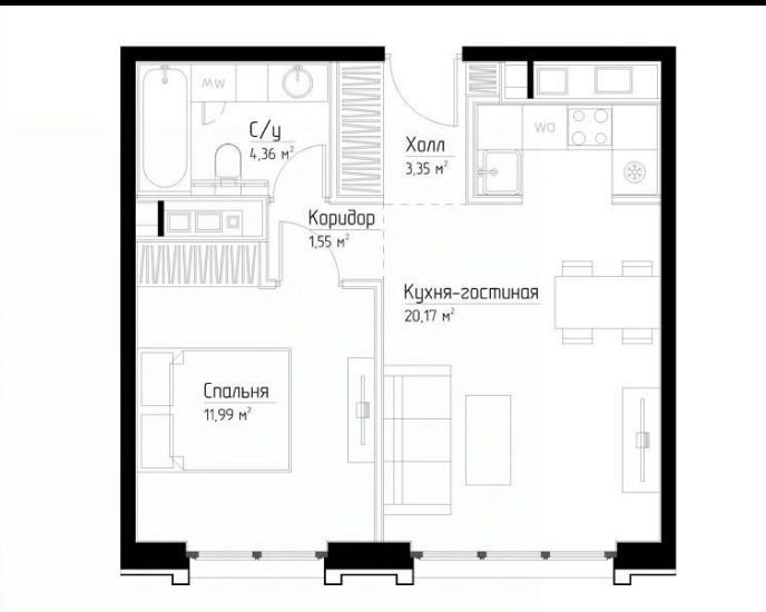 Продается 1-комнатная квартира, площадью 41.50 кв.м. Москва, улица Дубининская, дом 59А