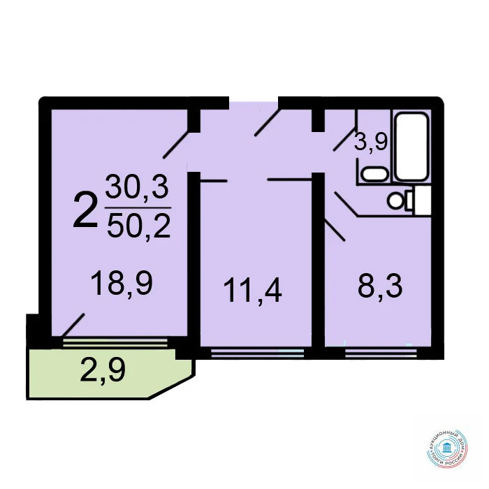 Продается 2-комнатная квартира, площадью 50.20 кв.м. Москва, Рублевское шоссе, дом 42к1