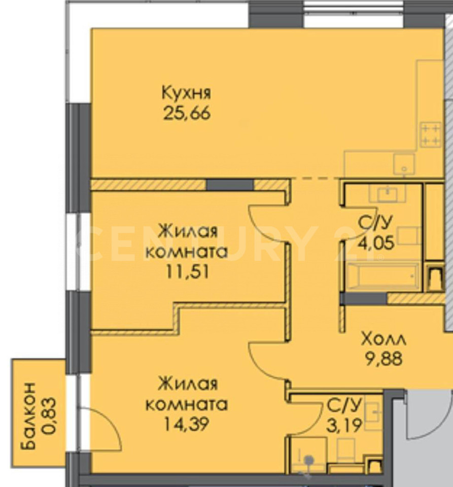 Продается 2-комнатная квартира, площадью 69.60 кв.м. Москва, улица Пресненский Вал