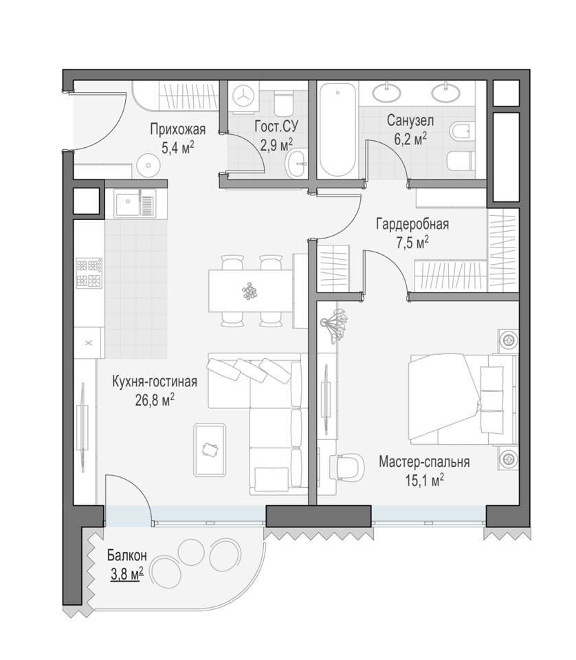 Продается 1-комнатная квартира, площадью 65.20 кв.м. Москва, переулок Толмачевский Большой