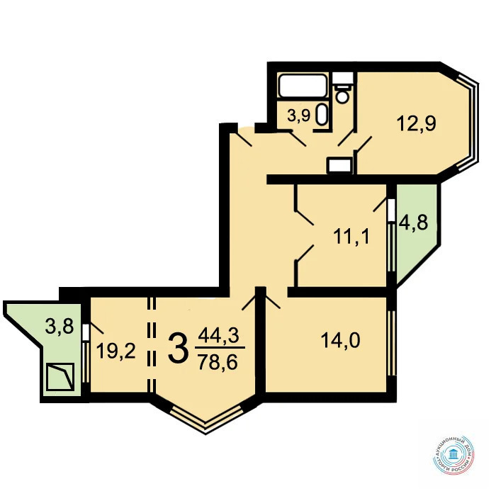 Продается 3-комнатная квартира, площадью 79.60 кв.м. Москва, Симферопольский бульвар, дом 19