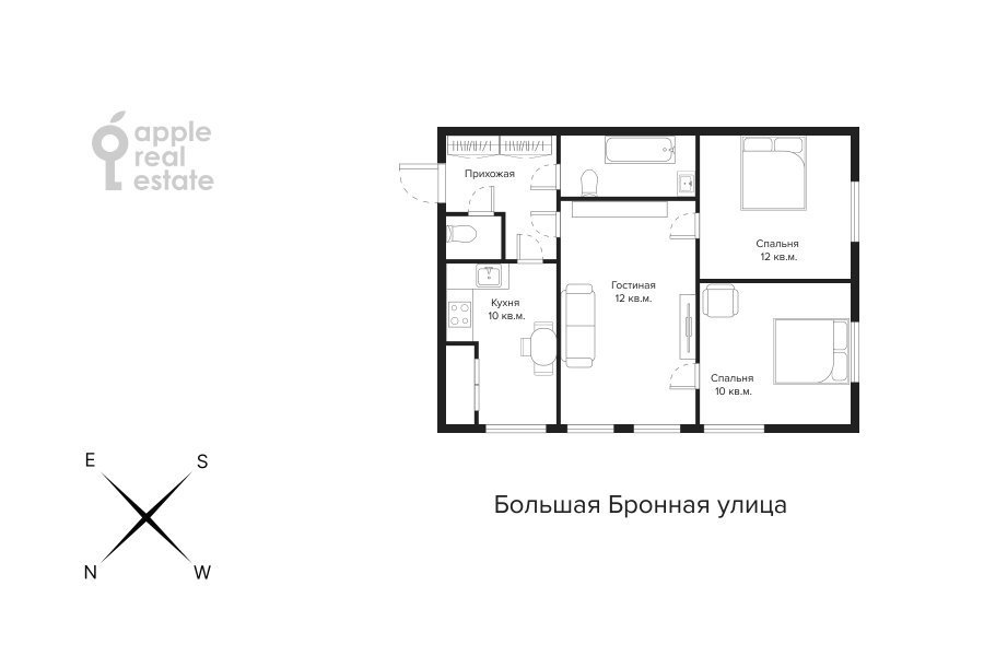 Продается 3-комнатная квартира, площадью 60.00 кв.м. Москва, улица Бронная Большая, дом 17