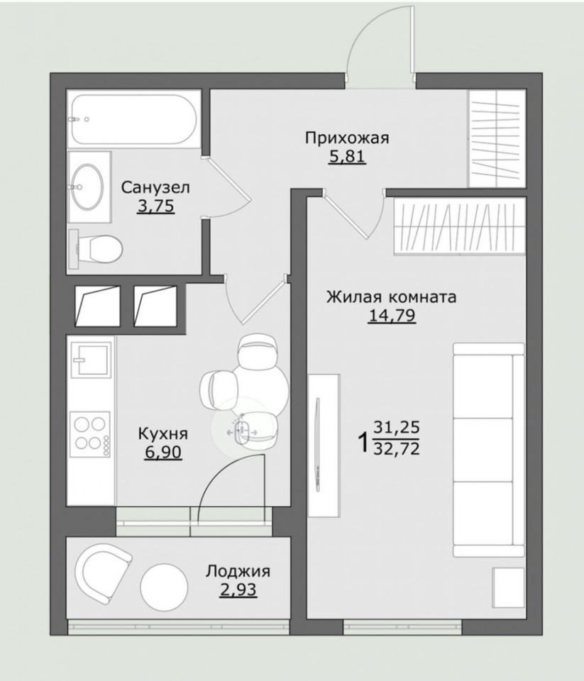 Продается 1-комнатная квартира, площадью 32.00 кв.м. Московская область, Сергиево-Посадский район, город Хотьково, улица Горжовицкая, дом 9