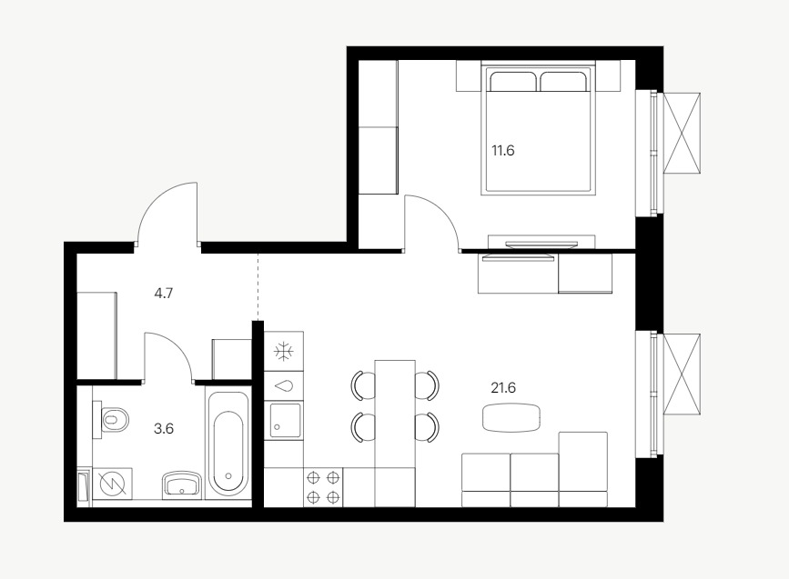 Продается 1-комнатная квартира, площадью 41.50 кв.м. Москва, улица Сокольнический Вал, дом 1