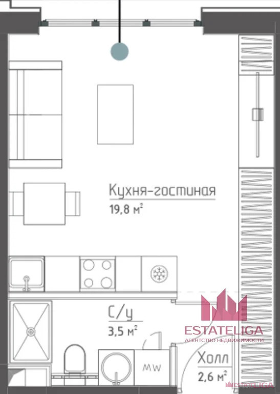 Продается 1-комнатная квартира, площадью 27.80 кв.м. Москва, улица Дубининская