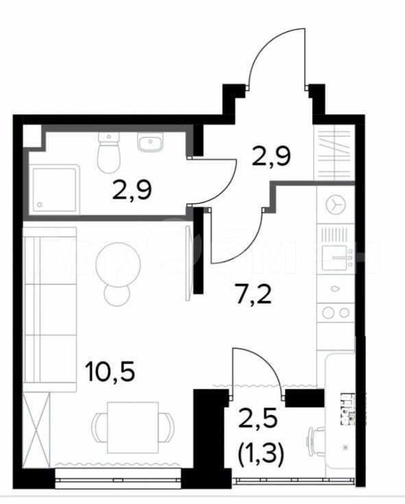 Продается 1-комнатная квартира, площадью 25.00 кв.м. Москва, Ленинградское шоссе, дом 228к6