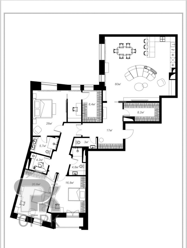 Продается 4-комнатная квартира, площадью 190.50 кв.м. Москва, улица Фадеева, дом 4а