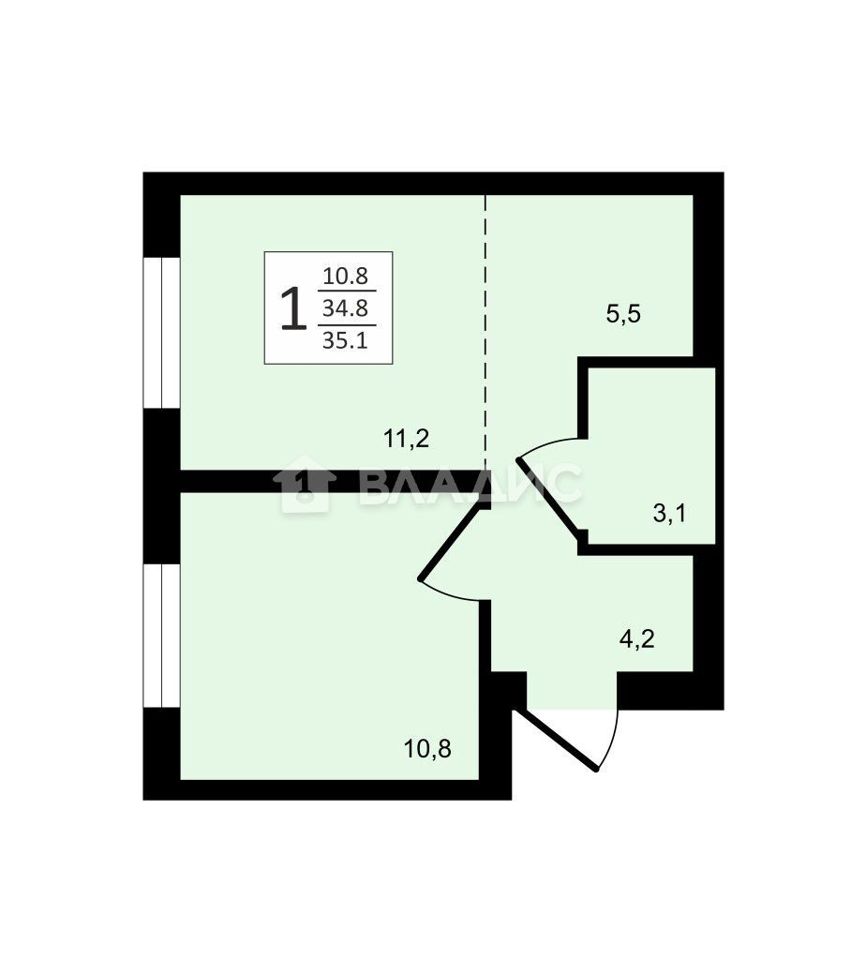 Продается 1-комнатная квартира, площадью 35.80 кв.м. Москва, улица Тагильская, дом 6/5