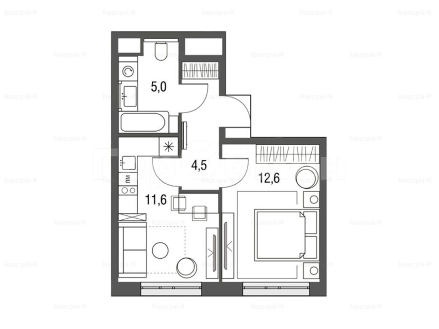 Продается 1-комнатная квартира, площадью 33.00 кв.м. Москва, улица Тагильская