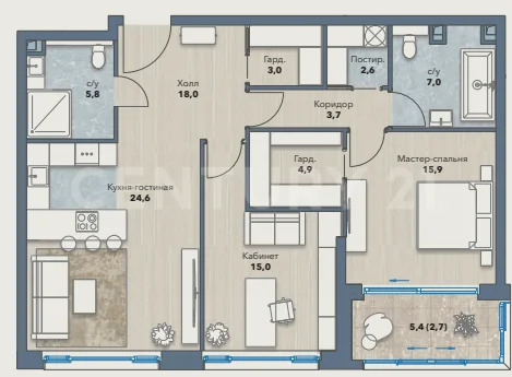 Продается 3-комнатная квартира, площадью 97.70 кв.м. Москва, улица Сергея Бондарчука, дом 4