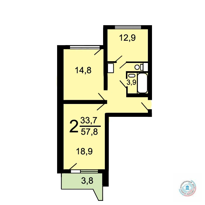 Продается 2-комнатная квартира, площадью 57.80 кв.м. Москва, переулок Ангелов, дом 11