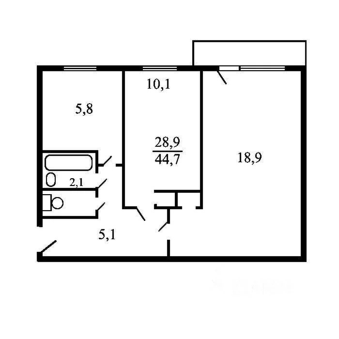 Продается 2-комнатная квартира, площадью 44.20 кв.м. Москва, улица Фомичевой, дом 3стр1