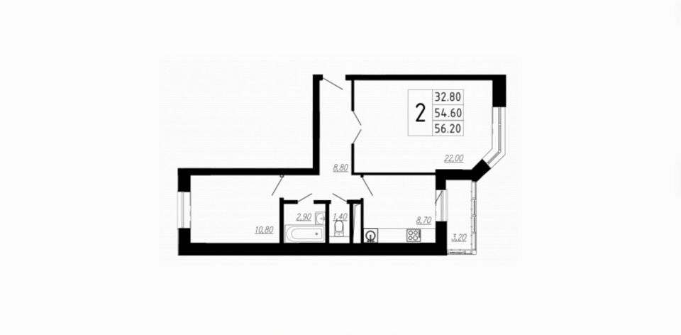 Продается 2-комнатная квартира, площадью 56.50 кв.м. Московская область, Одинцовский район, город Звенигород, микрорайон Восточный, дом 9