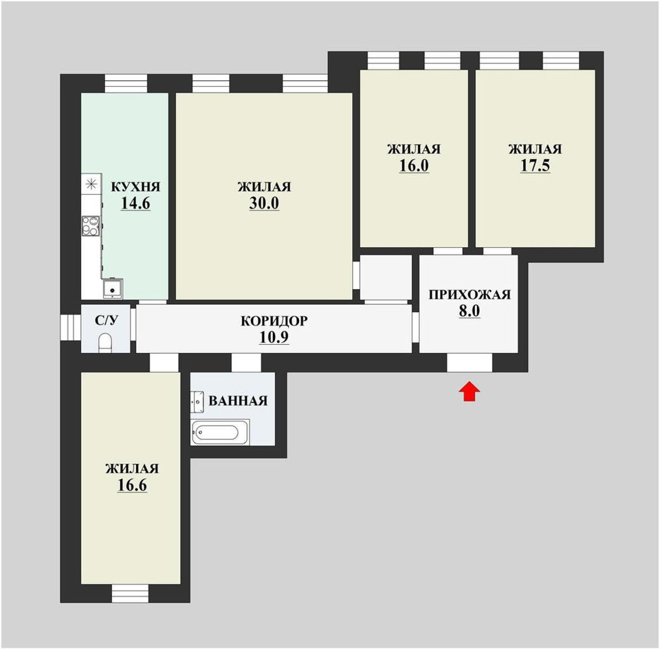 Продается 4-комнатная квартира, площадью 123.10 кв.м. Москва, улица Садовая-Кудринская, дом 32стр2