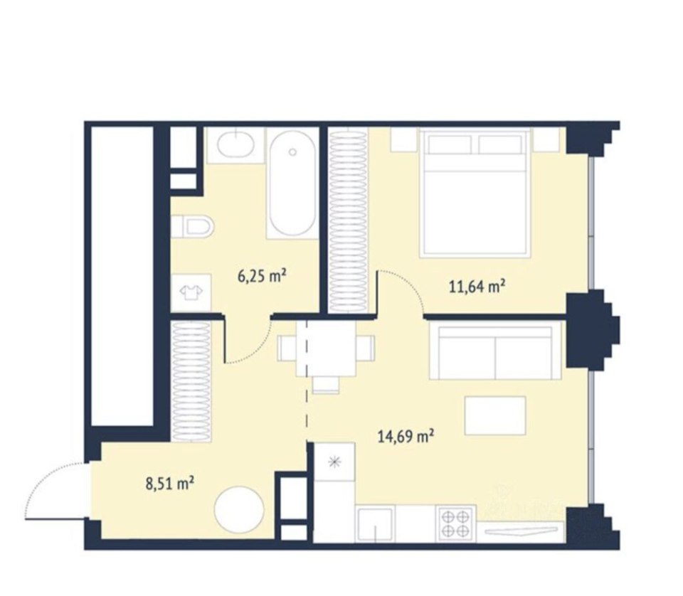 Продается 2-комнатная квартира, площадью 41.10 кв.м. Москва, проезд 1-й Нагатинский, дом 1