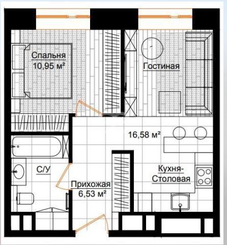 Продается 2-комнатная квартира, площадью 38.70 кв.м. Москва, улица Долгоруковская, дом 25