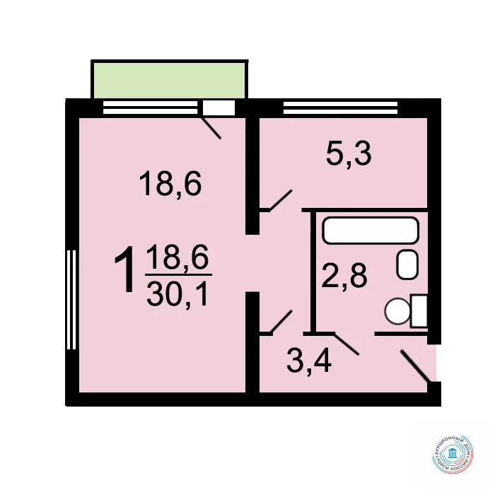 Продается 1-комнатная квартира, площадью 30.10 кв.м. Москва, проезд Симферопольский, дом 18