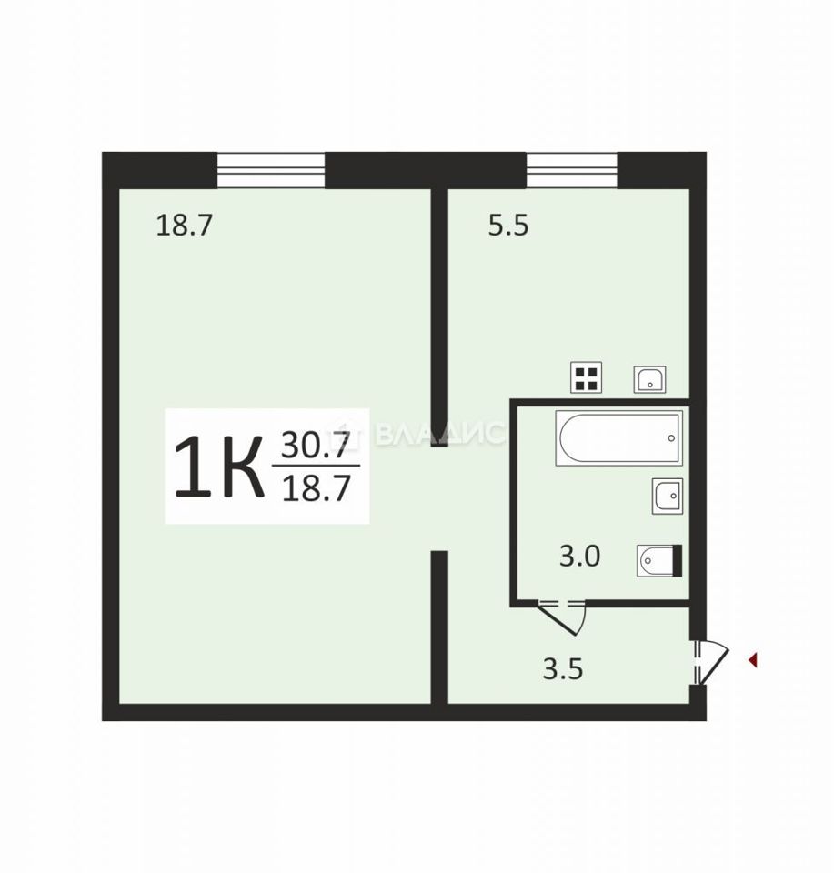 Продается 1-комнатная квартира, площадью 30.70 кв.м. Москва, Открытое шоссе, дом 21к11