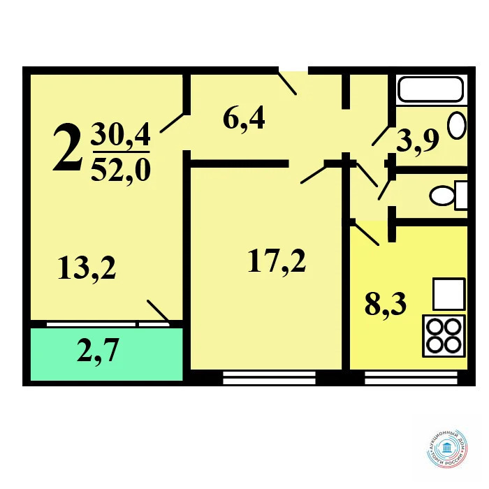 Продается 3-комнатная квартира, площадью 52.00 кв.м. Москва, Рублевское шоссе, дом 18к1