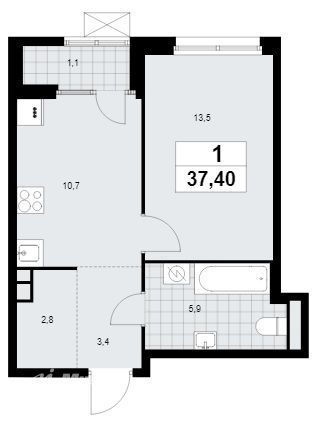 Продается 1-комнатная квартира, площадью 37.40 кв.м. Москва, улица Зорге