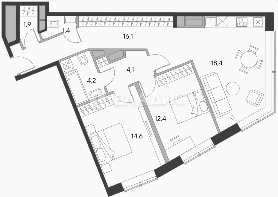 Продается 2-комнатная квартира, площадью 73.20 кв.м. Москва, улица Земляной Вал, дом 37к1