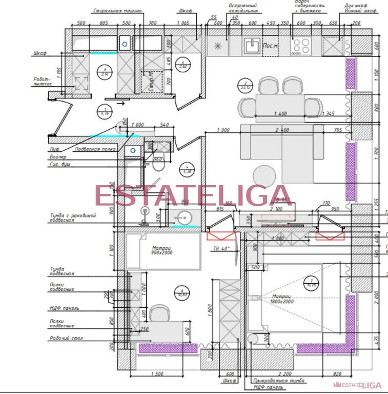 Продается 2-комнатная квартира, площадью 59.60 кв.м. Москва, улица Дубининская, дом 59А