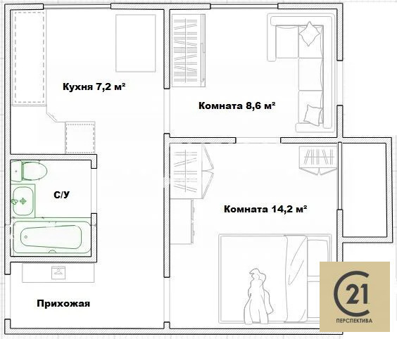 Продается 2-комнатная квартира, площадью 37.10 кв.м. Москва, улица Юных Ленинцев, дом 113к1