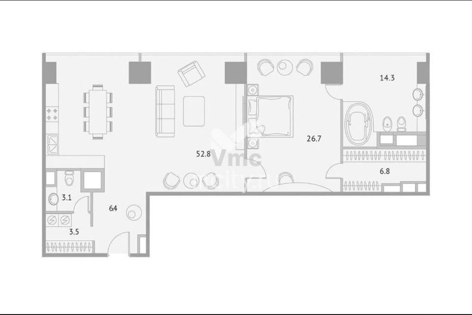 Продается 2-комнатная квартира, площадью 114.00 кв.м. Москва, проезд 1-й Красногвардейский, дом 15