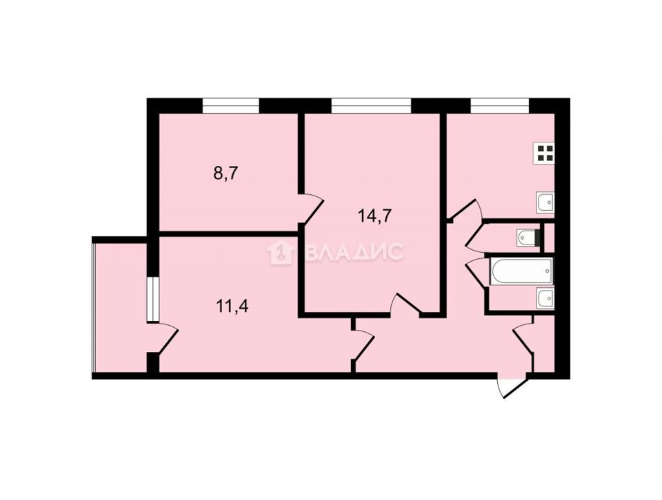 Продается 3-комнатная квартира, площадью 51.30 кв.м. Москва, Сиреневый бульвар, дом 52