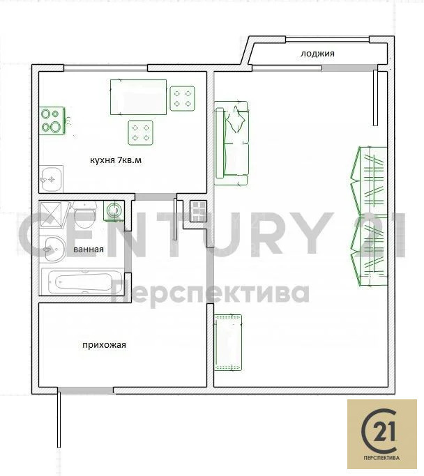 Продается 1-комнатная квартира, площадью 38.90 кв.м. Москва, улица Международная, дом 34