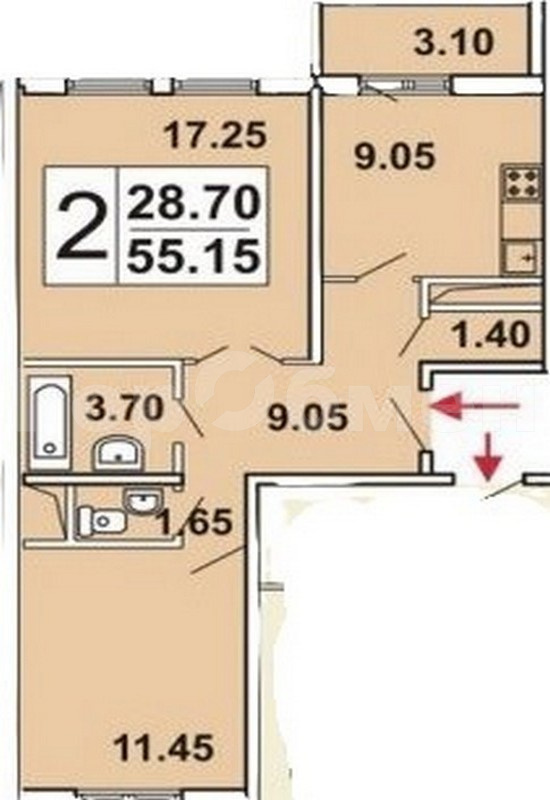 Продается 2-комнатная квартира, площадью 55.20 кв.м. Москва, улица Марфинская Большая, дом 4к1