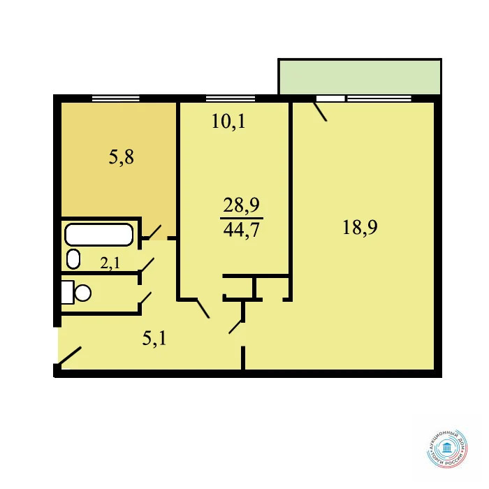 Продается 2-комнатная квартира, площадью 44.70 кв.м. Москва, улица Бехтерева, дом 35к1