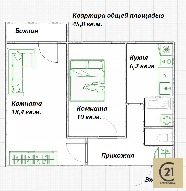 Продается 2-комнатная квартира, площадью 46.00 кв.м. Москва, Энтузиастов шоссе, дом 98к4