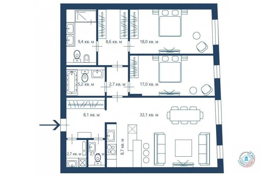 Продается 3-комнатная квартира, площадью 148.00 кв.м. Москва, переулок Курсовой, дом 10/1