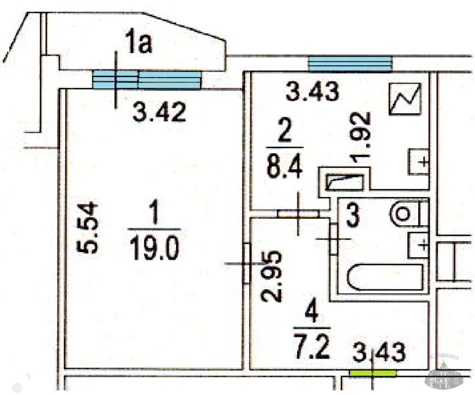 Продается 1-комнатная квартира, площадью 38.00 кв.м. Москва, улица Тамбовская, дом 3/13