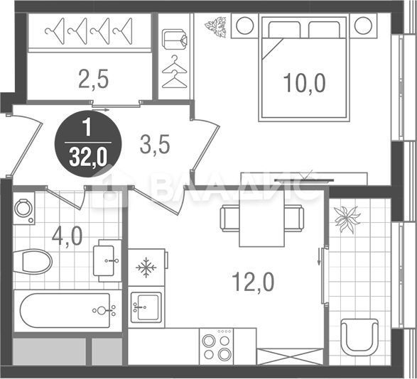 Продается 1-комнатная квартира, площадью 32.00 кв.м. Москва, Кавказский бульвар, дом 51