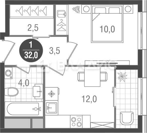 Продается 1-комнатная квартира, площадью 32.00 кв.м. Москва, Кавказский бульвар, дом 51