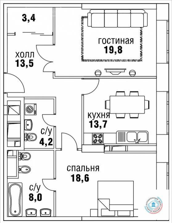 Продается 2-комнатная квартира, площадью 80.00 кв.м. Москва, улица Верхняя